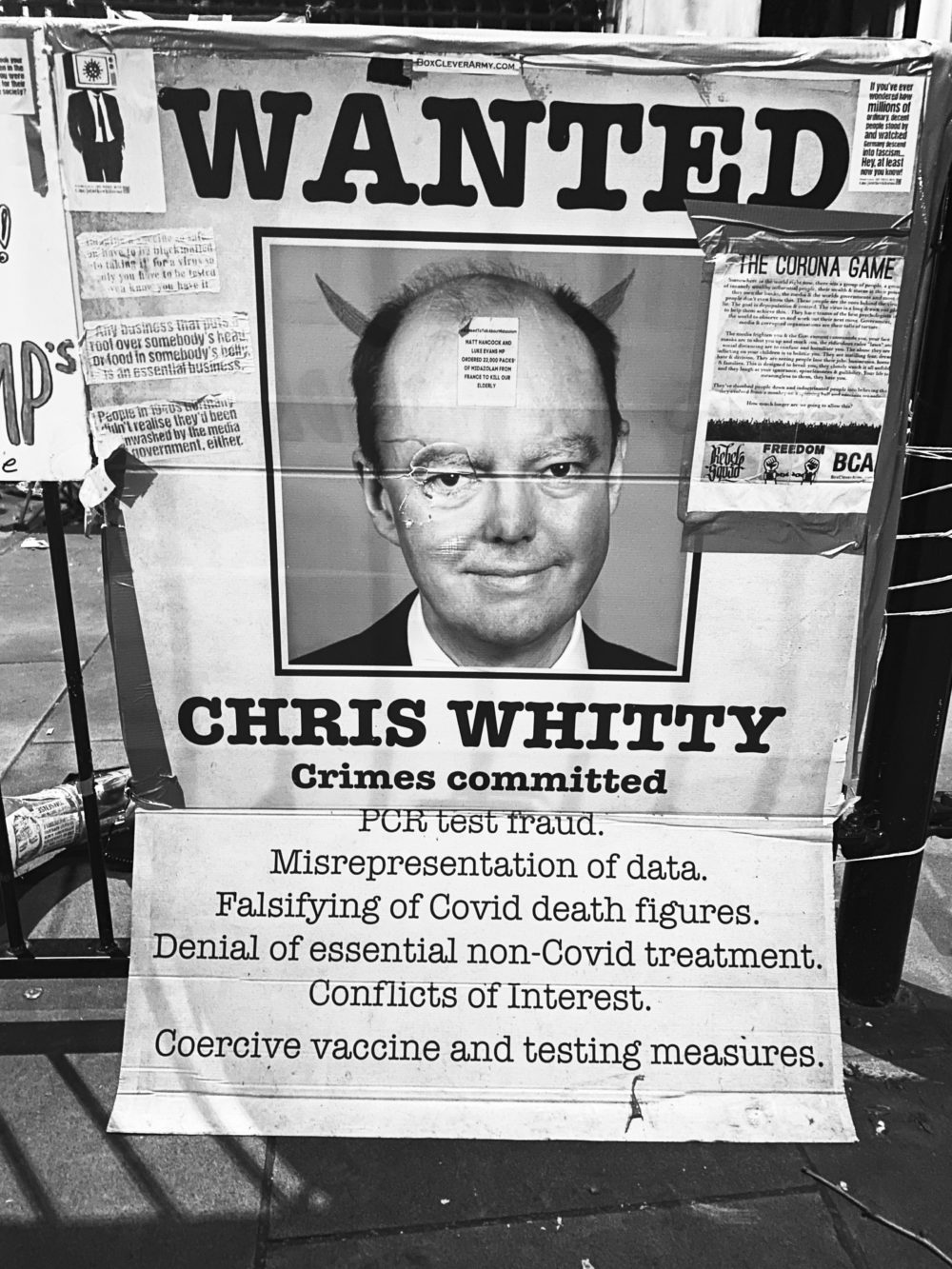 Chris Witty COVID conspiracy poster